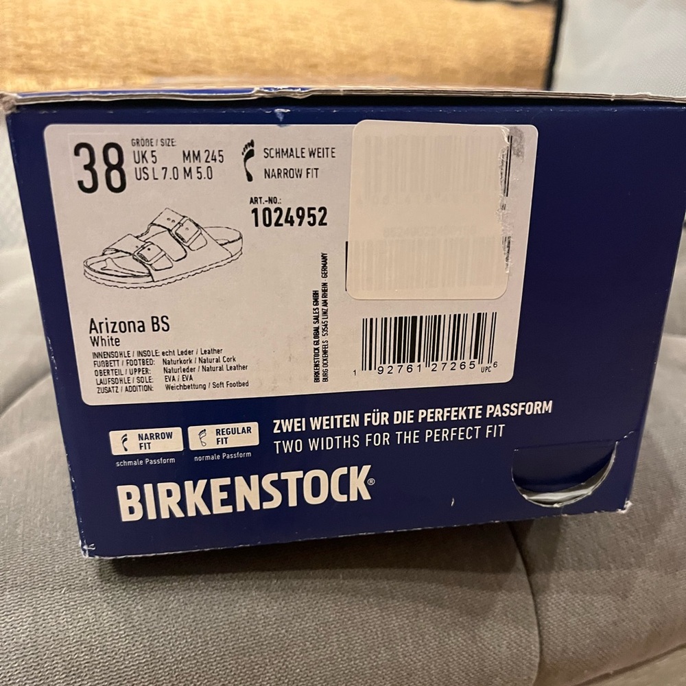 Birkenstock White Arizona BS Sandals - White 7 narrow